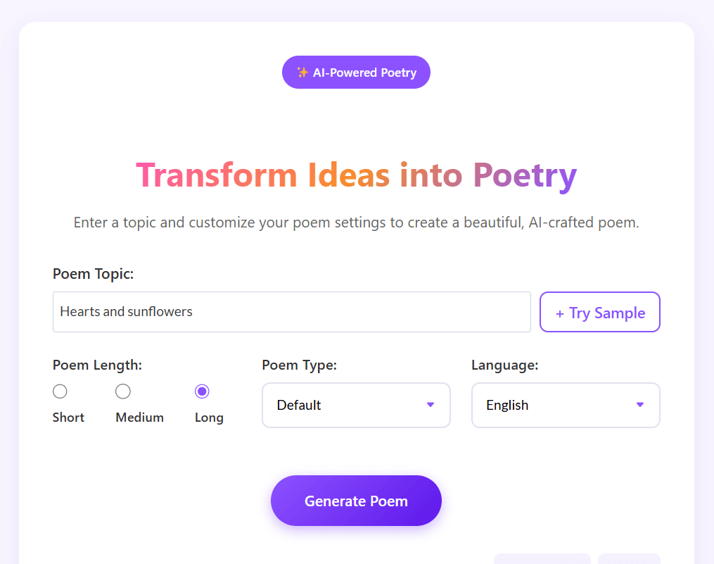 Ai Poem generator tool